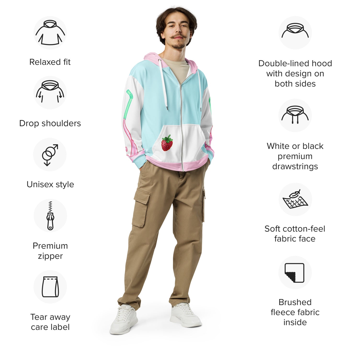 Strawberry Milk Zip-up Hoodie