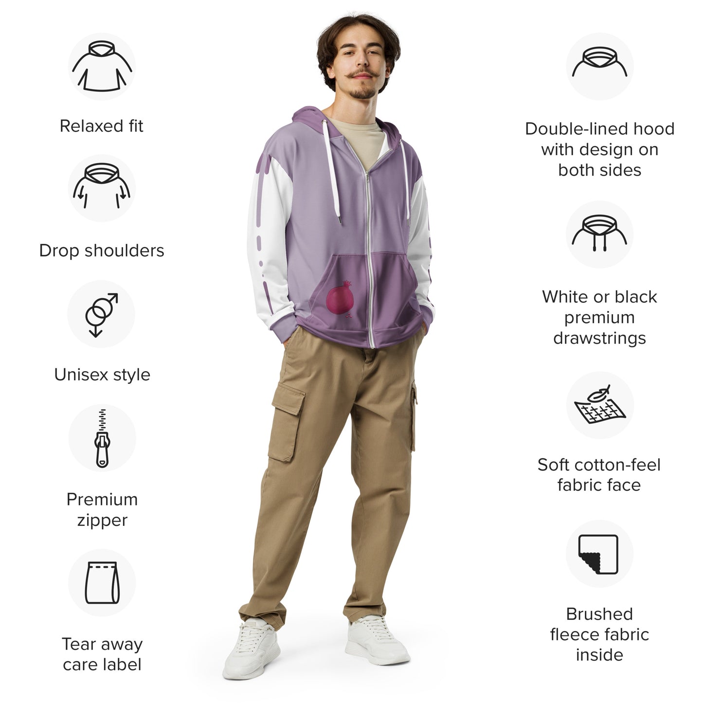 Pomegranate Zip-up Hoodie